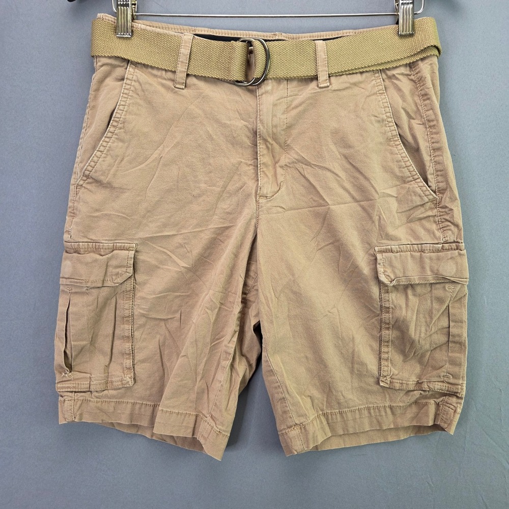 Apt. 9 Cargo Shorts Premier Flex Size 30 Tan Khaki Belted Stretch Cotton Utility